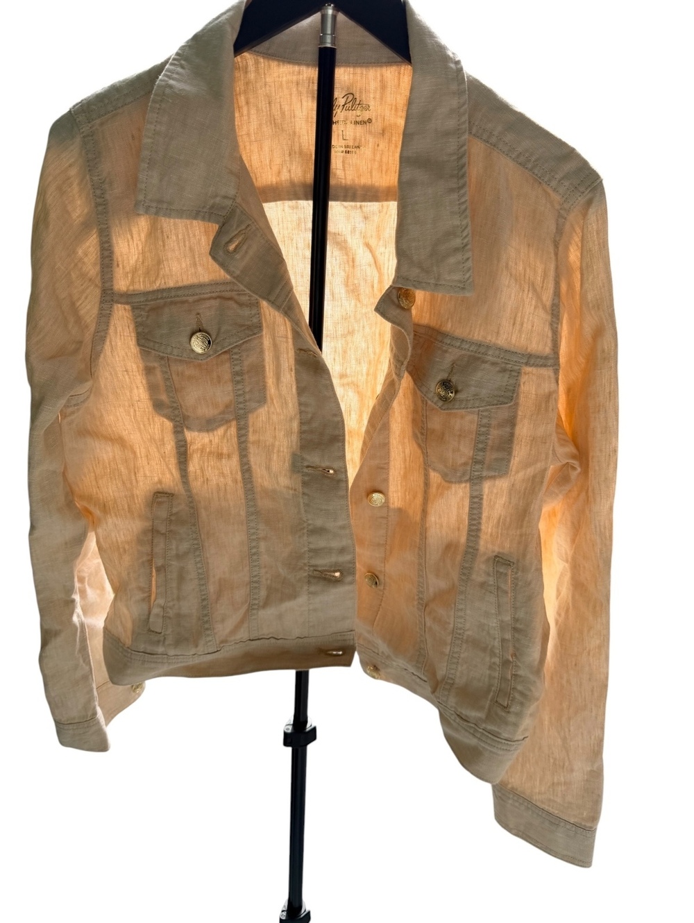 Lilly Pulitzer Beachside Linen Beige Jacket Size L [COPY] - Picture 3 of 7